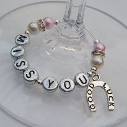 Good Luck Horseshoe Personalised Wine Glass Charm - Elegance Style