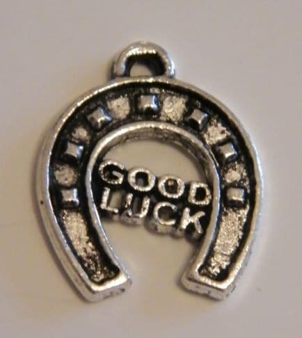 Good Luck Horseshoe Wine Glass Charm - Initial Full Sparkle Style