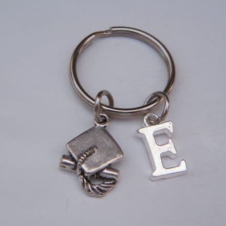 Graduation Cap Keyring - Initial Charm Style