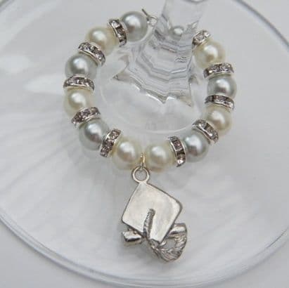 Graduation Cap Wine Glass Charm - Full Sparkle Style