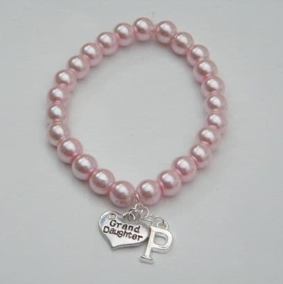 Granddaughter Initial Bracelet - Beaded Style