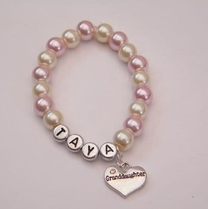 Granddaughter Personalised Bracelet - Beaded Style