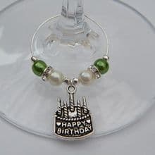 Happy Birthday Cake Wine Glass Charms