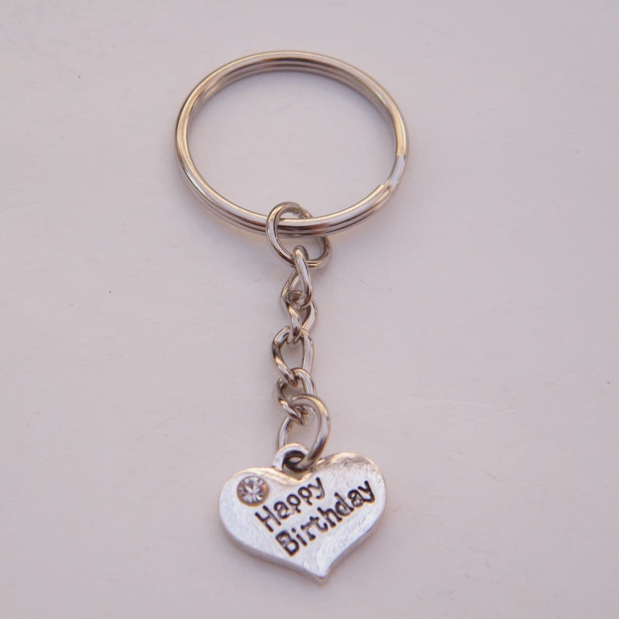 Happy Birthday Heart Keyring - Charm Style