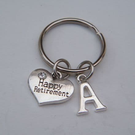 Happy Retirement Keyring - Initial Charm Style
