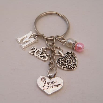 Happy Retirement Keyring - Initial Multi Charm Style