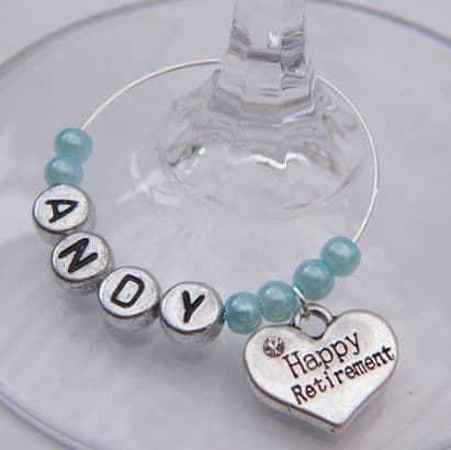Happy Retirement Personalised Wine Glass Charm