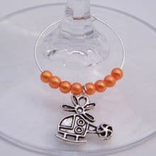 Helicopter Wine Glass Charms