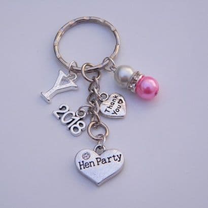 Hen Party Keyring - Initial Multi Charm Style