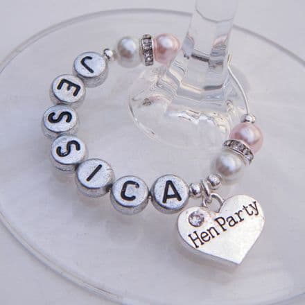 Hen Party Personalised Wine Glass Charm - Elegance Style