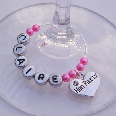 Hen Party Personalised Wine Glass Charm Favours