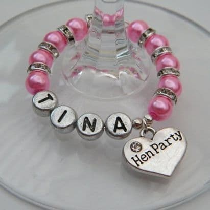 Hen Party Personalised Wine Glass Charm - Full Sparkle Style