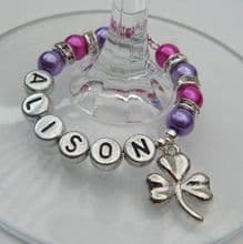 Irish Shamrock Wine Glass Charms