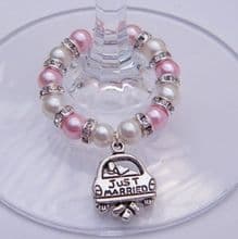 Just Married Wine Glass Charms