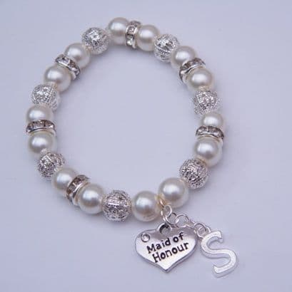 Maid Of Honour Initial Bracelet - Sparkle & Bling Style