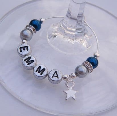 Mini Star Personalised Wine Glass Charm - Elegance Style