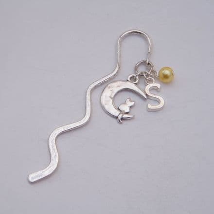 Moon With Cat Bookmark - Initial Wave Style