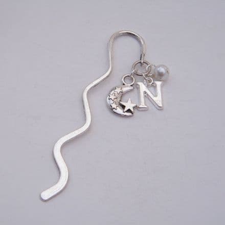 Moon With Stars Bookmark - Initial Wave Style