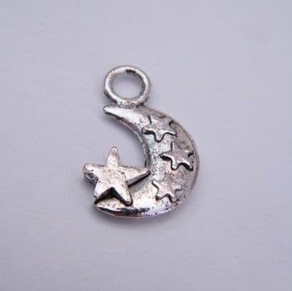 Moon With Stars Personalised Wine Glass Charm - Full Bead Style