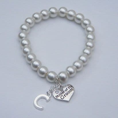 Mother Of The Groom Initial Bracelet - Beaded Style