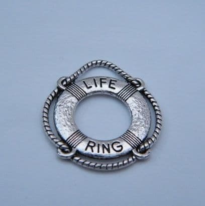 Nautical Life Ring Personalised Keyring - Double Charm Beaded Style