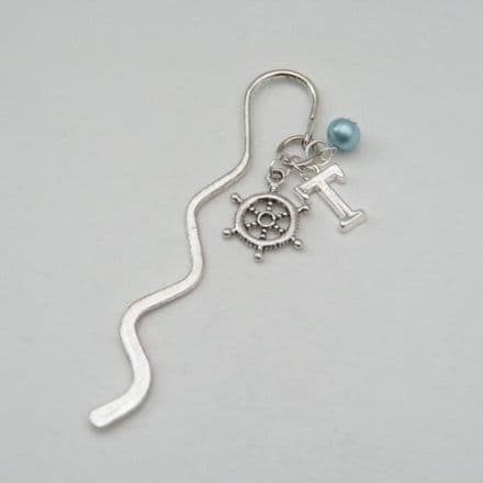 Nautical Wheel Bookmark - Initial Wave Style