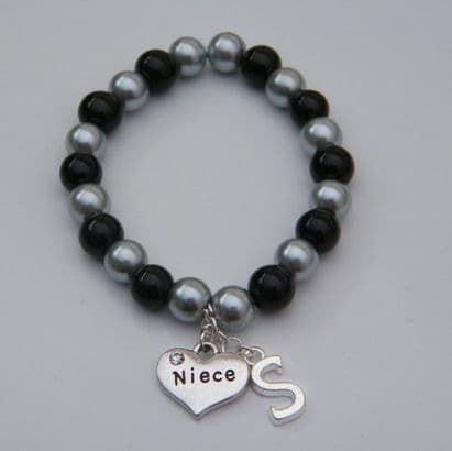Niece Initial Bracelet - Beaded Style