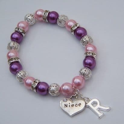 Niece Initial Bracelet - Sparkle & Bling Style