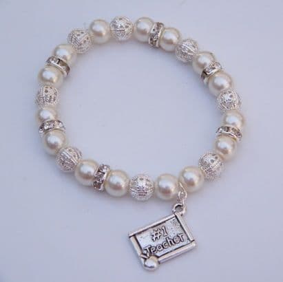 Number 1 Teacher Bracelet - Sparkle & Bling Style