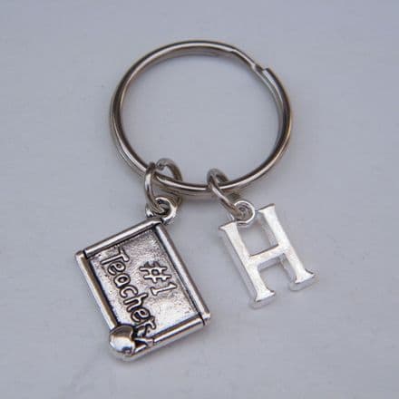 Number 1 Teacher Keyring - Initial Charm Style