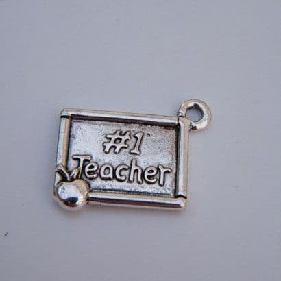 Number 1 Teacher Personalised Keyring - Double Charm Beaded Style