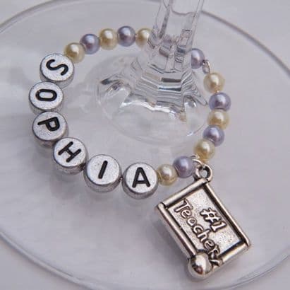 Number 1 Teacher Personalised Wine Glass Charm - Full Bead Style