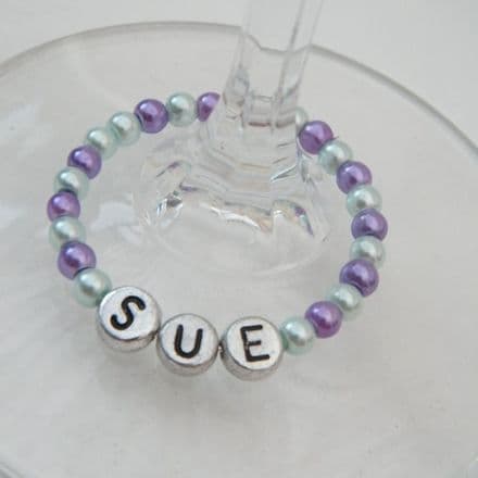 Personalised Name Wine Glass Charms - Full Bead Style