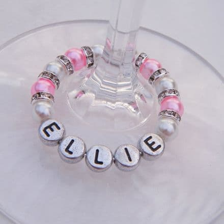 Personalised Name Wine Glass Charms - Full Sparkle Style