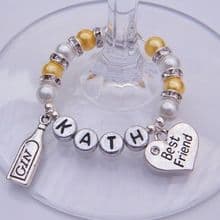 Personalised Wine Glass Charms - Double Charm Full Sparkle Style