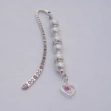 Pink Sparkle Swirl Heart Bookmarks