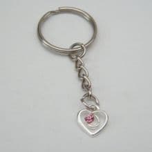 Pink Sparkle Swirl Heart Keyrings