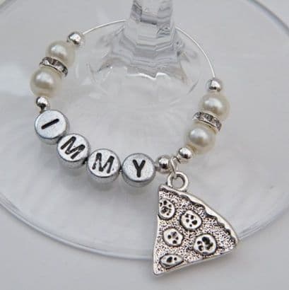 Pizza Personalised Wine Glass Charm - Elegance Style