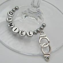 Police Handcuffs Wine Glass Charms