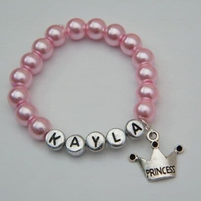 Princess Crown Personalised Bracelet - Beaded Style