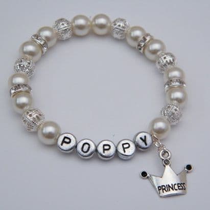 Princess Crown Personalised Bracelet - Sparkle & Bling Style