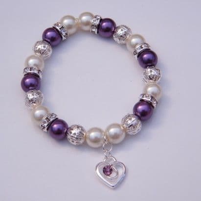 Purple Sparkle Swirl Heart Bracelet - Sparkle & Bling Style