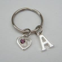 Purple Sparkle Swirl Heart Keyrings