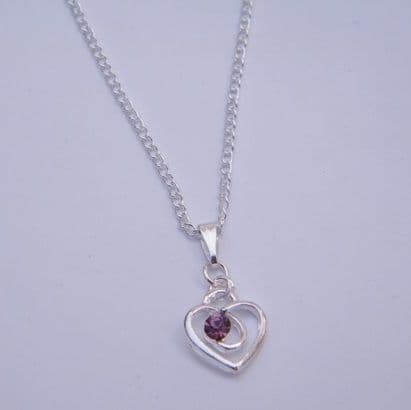 Purple Sparkle Swirl Heart Necklace - Charm Style