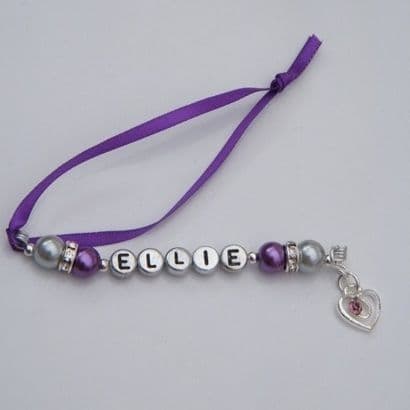 Purple Sparkle Swirl Heart Personalised Christmas Tree Decoration