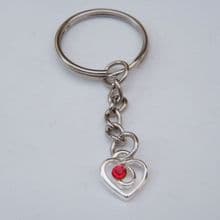 Red Sparkle Swirl Heart Keyrings