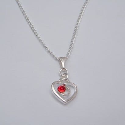 Red Sparkle Swirl Heart Necklace - Charm Style