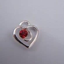 Red Sparkle Swirl Heart Wine Glass Charms