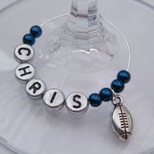 Rugby Wine Glass Charms