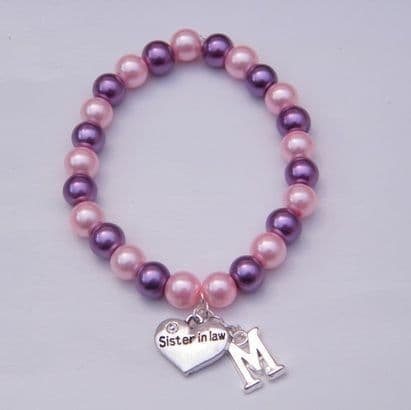 Sister In Law Initial Bracelet - Beaded Style